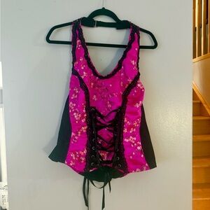 Tripp NYC Pink and Black Corset Top